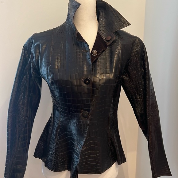 REAL CROC LEATHER JACKET CUSTOM MADE Size Small - Picture 4 of 17